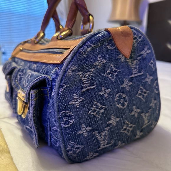 AUTHENTIC LOUIS VUITTON NEO SPEEDY DENIM HANDBAG - Picture 8 of 16